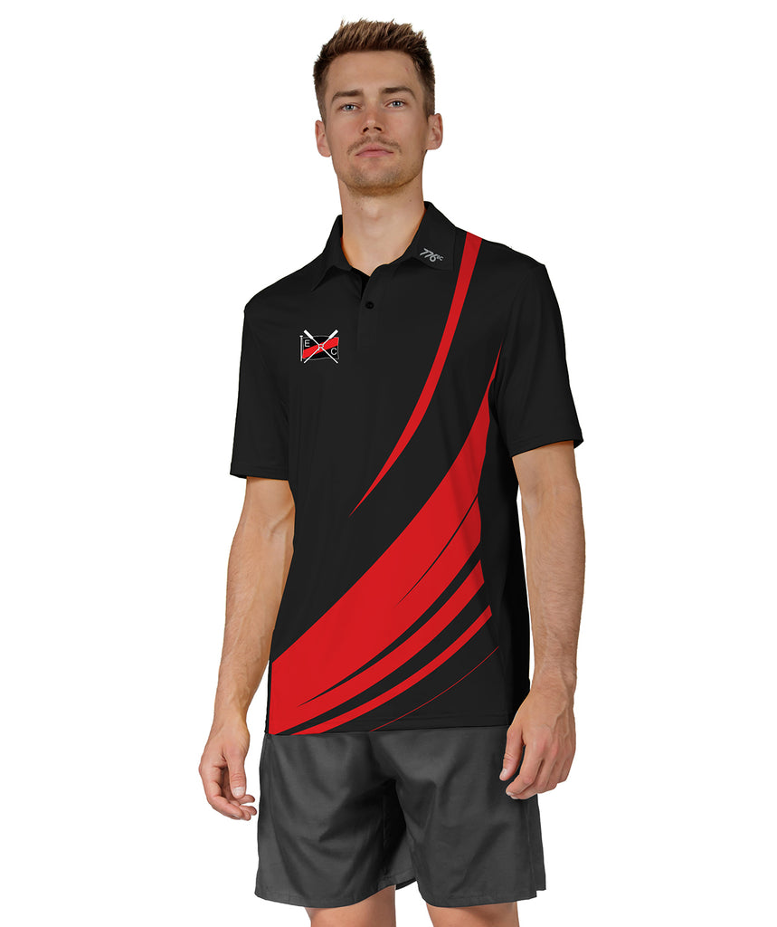 Men's Essendon Rowing Club Polo SS - Black/Red