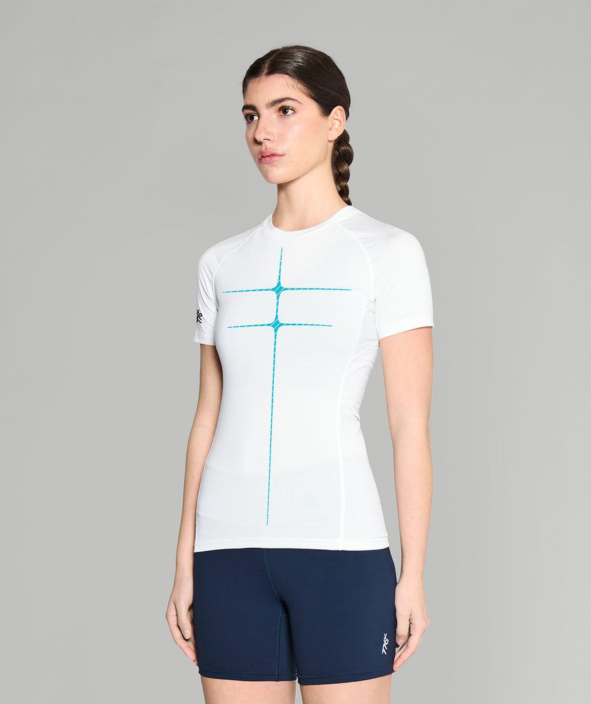 Women's Motion Pro Base Layer SS - White/Aqua