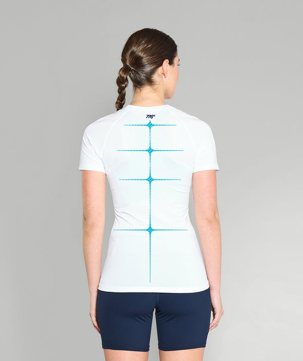 Women's Motion Pro Base Layer SS - White/Aqua