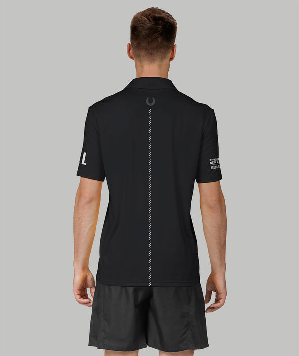 Men's Rowing NZ Supporter Polo SS - Black