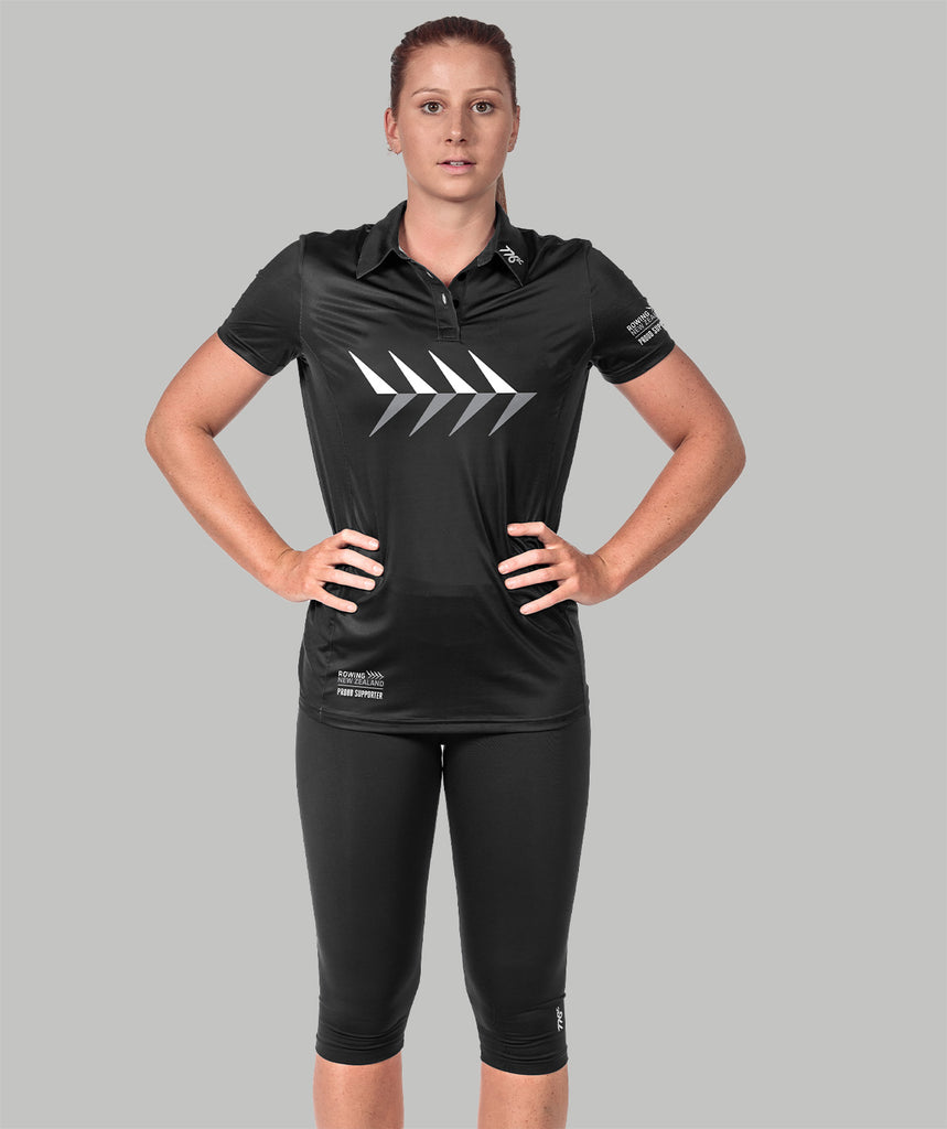 Women's Rowing NZ Supporter Polo- Black