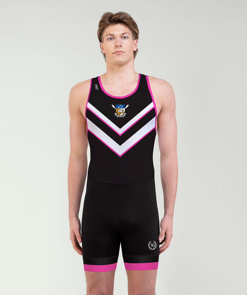 Men's Adelaide University 50th Ann Streamline Leg Band Unisuit - Black/Neon Pink