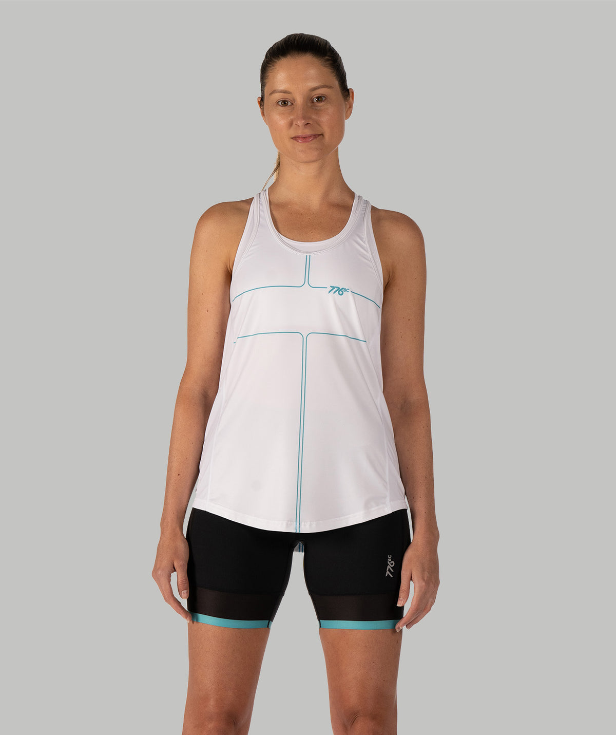 Women's Motion Performance Tank - White/Capri