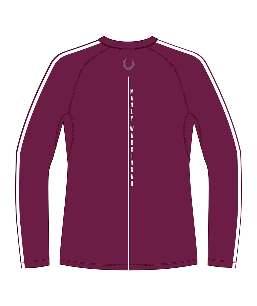 Men's Manly Warringah Kayak Club Base Layer LS - Maroon