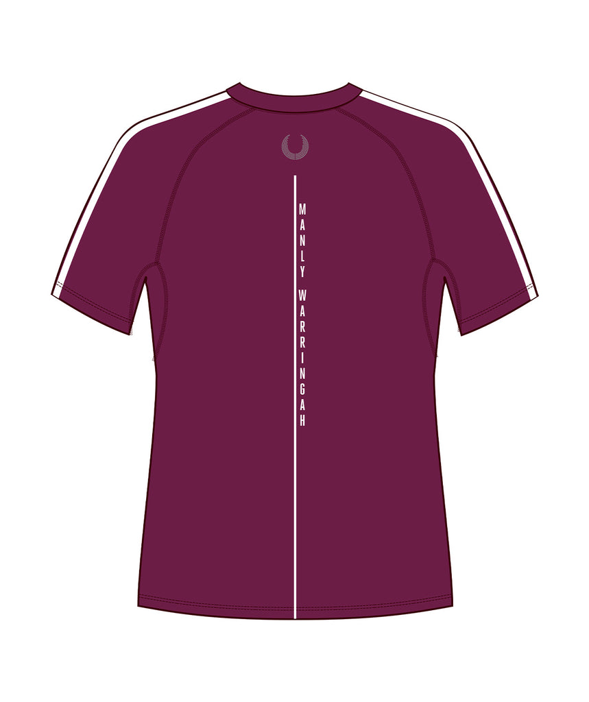 Men's Manly Warringah Kayak Club Base Layer SS - Maroon