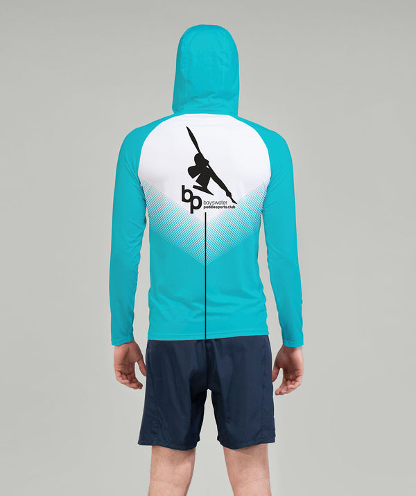 Men's Bayswater Paddlesports Club Sun Hoodie LS - White/Aqua