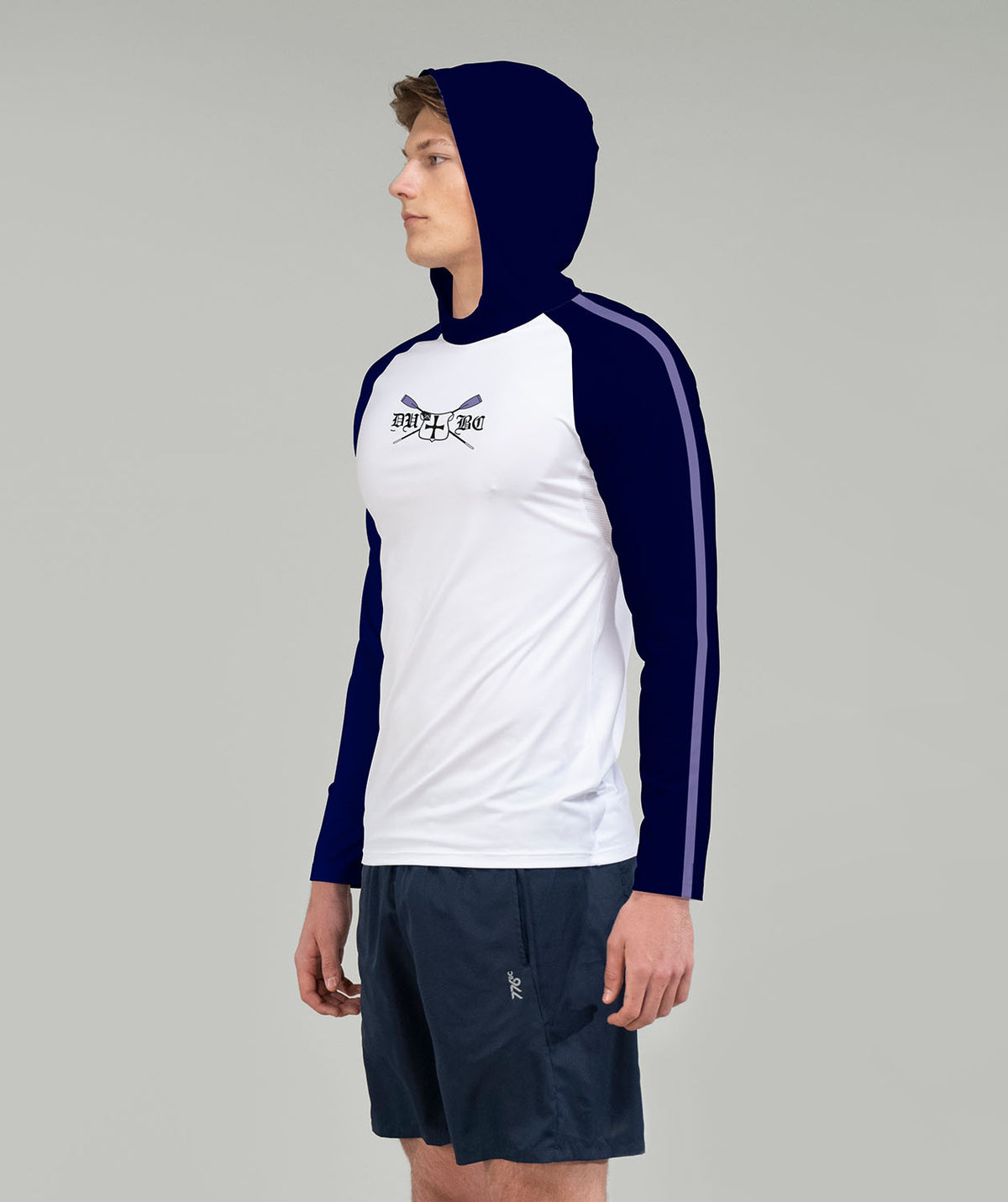 Men's Durham University Sun Hoodie LS - White/Navy