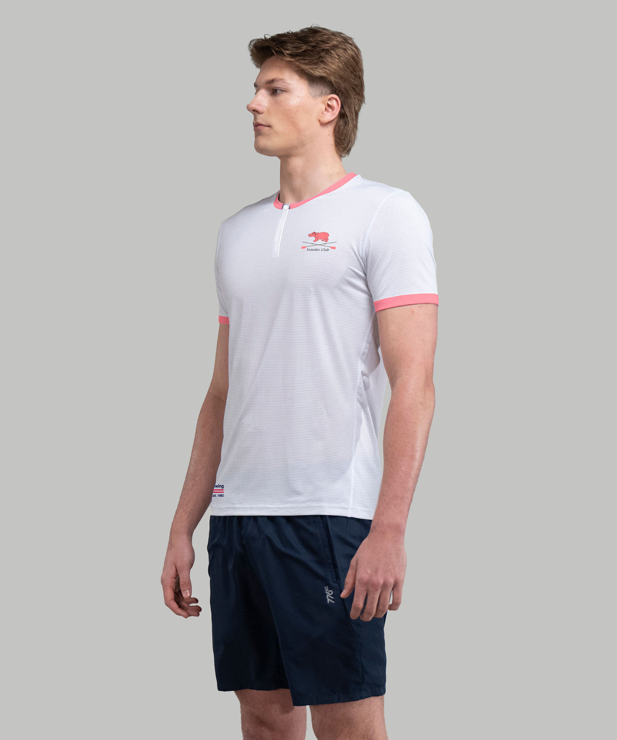 Men's Leander Athlete  Henley Performance - White/Pink