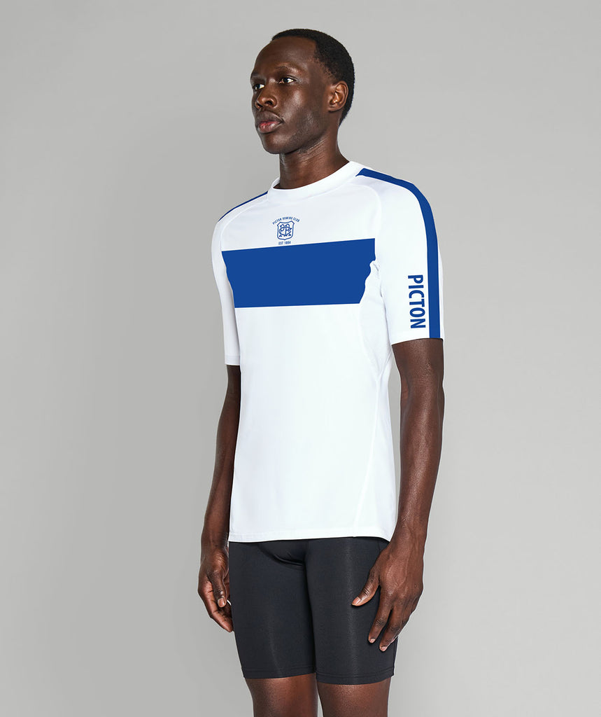 Men's Picton Rowing Club Base Layer SS - White/Blue