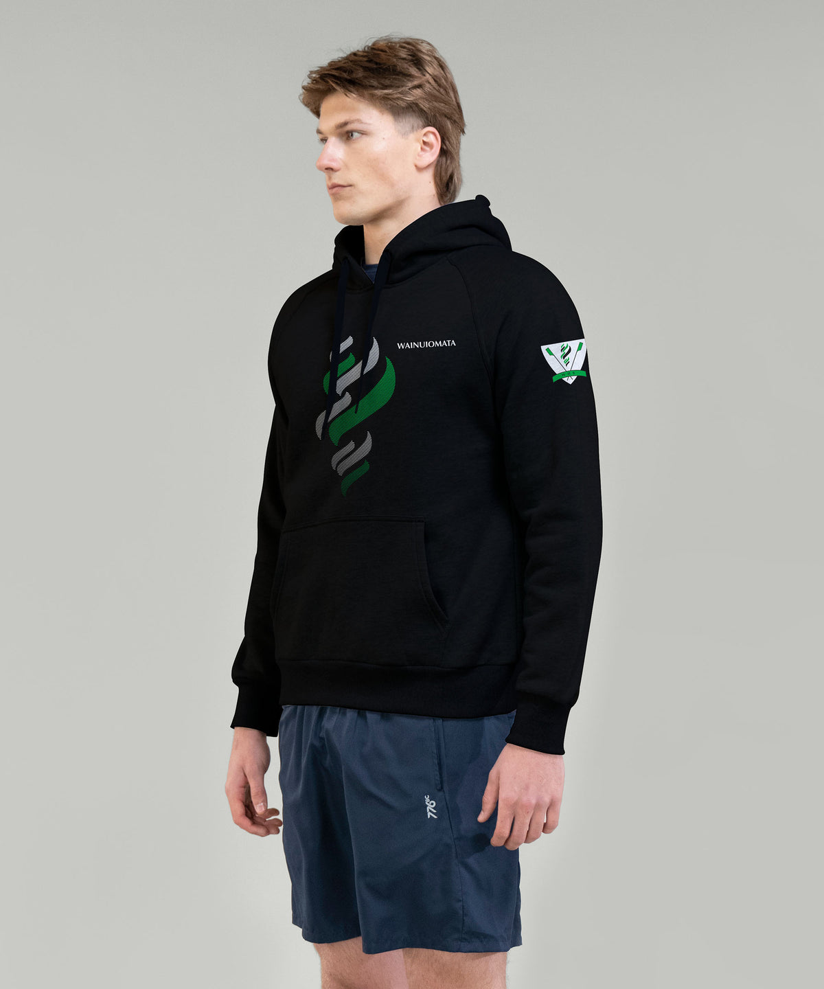 Unisex Wainuiomata Pop Over Hoodie - Black/White/Green