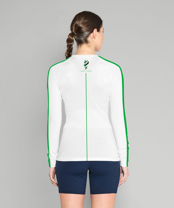 Women's Wainuiomata Base Layer LS - White/Green