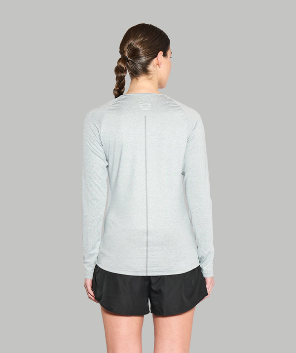 Women's Wreath Active LS T-Shirt - Grey Logo