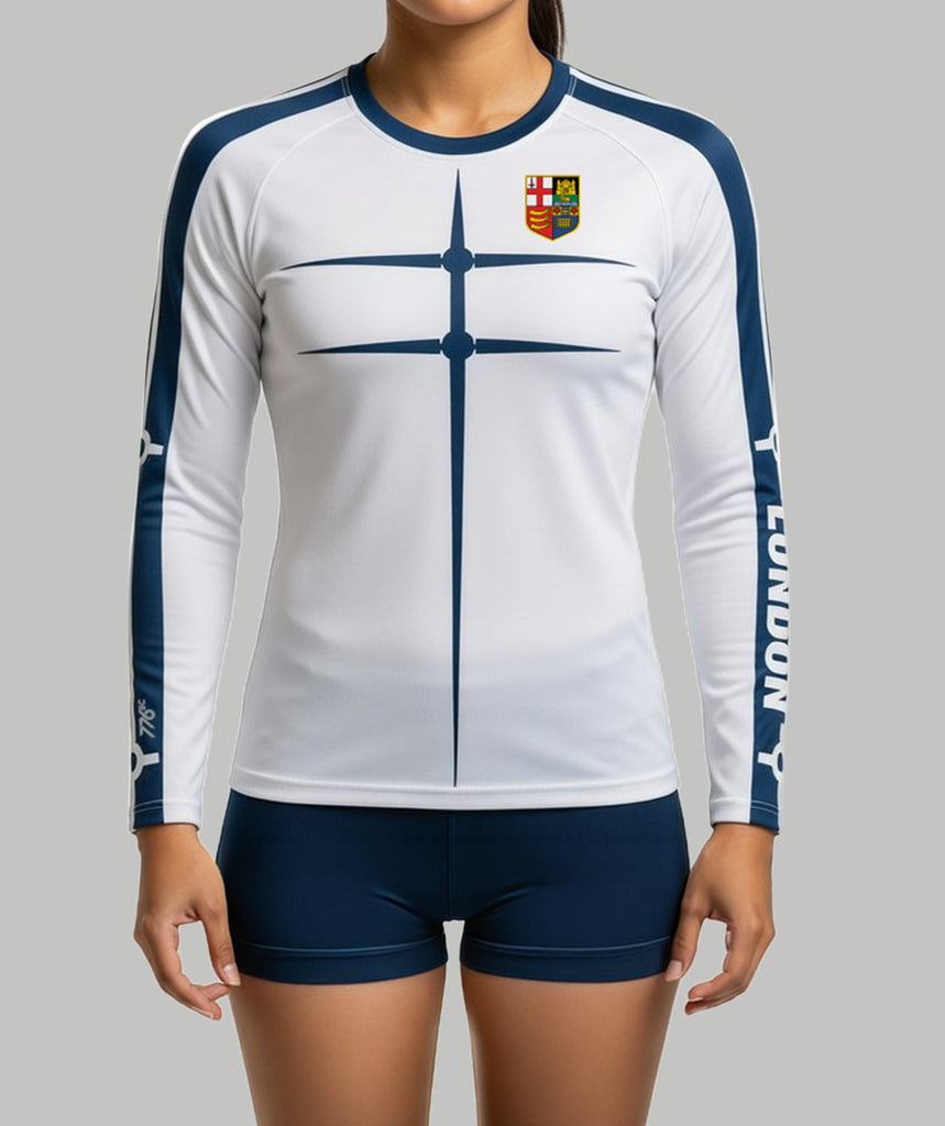 Women's London Rowing Club Active T-Shirt LS - White/Blue