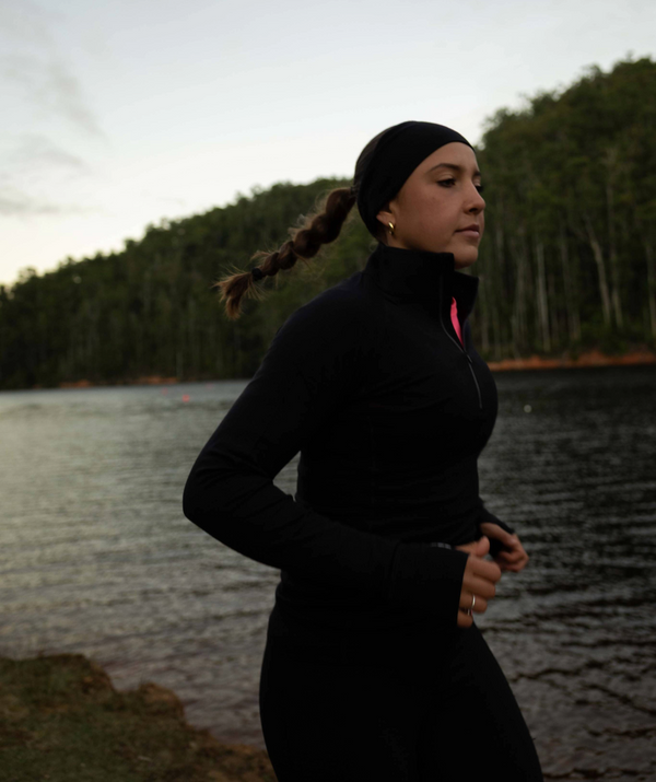 Women's Wreath Pro-Merino ¼ Zip - Black